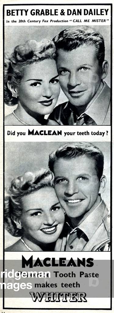 Macleans Magazine, advert, UK, 1950s