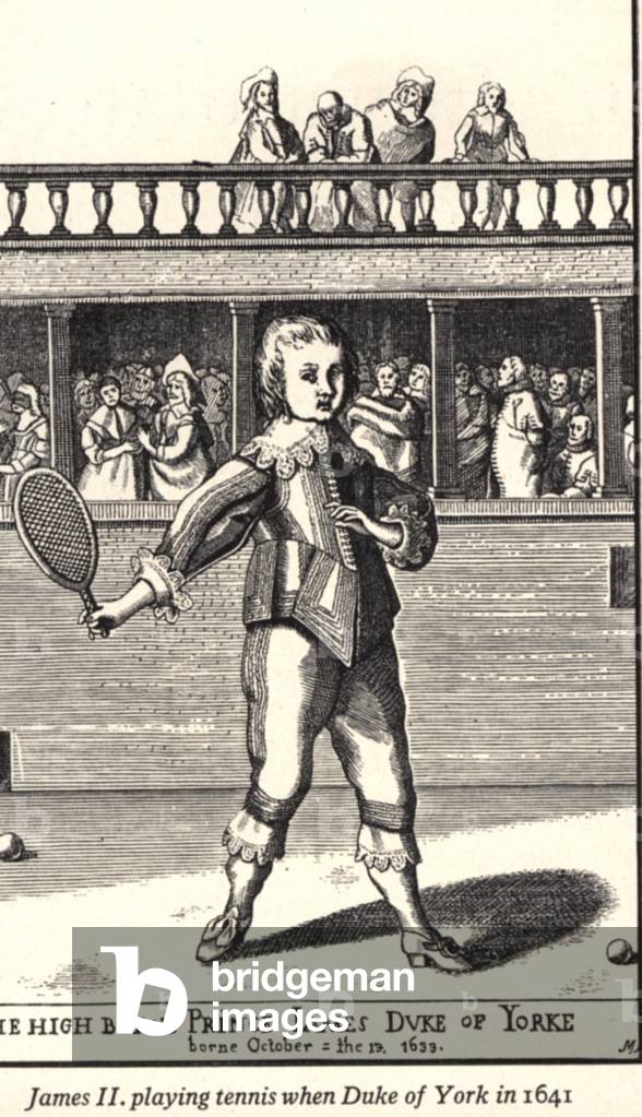 James II duke of York playing tennis in 1640s (engraving)