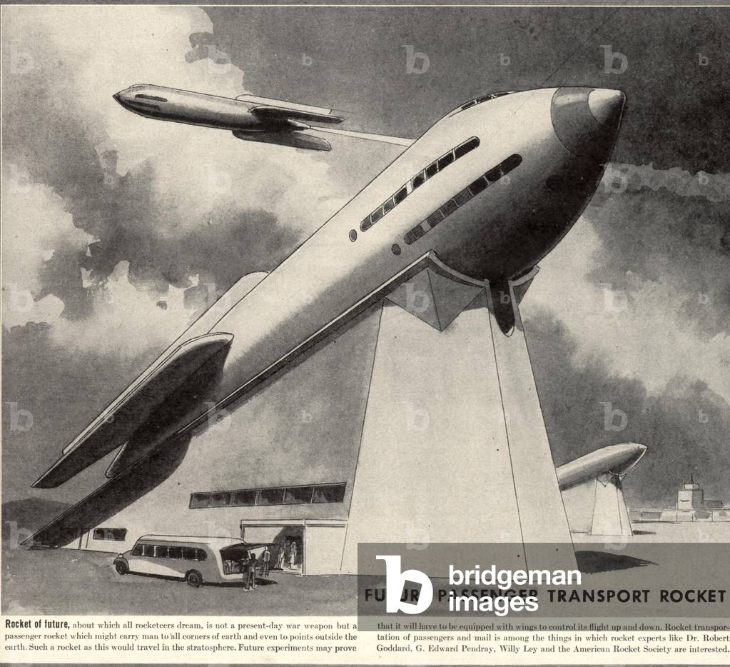 Futuristic Rocket Magazine Plate, USA, 1940s