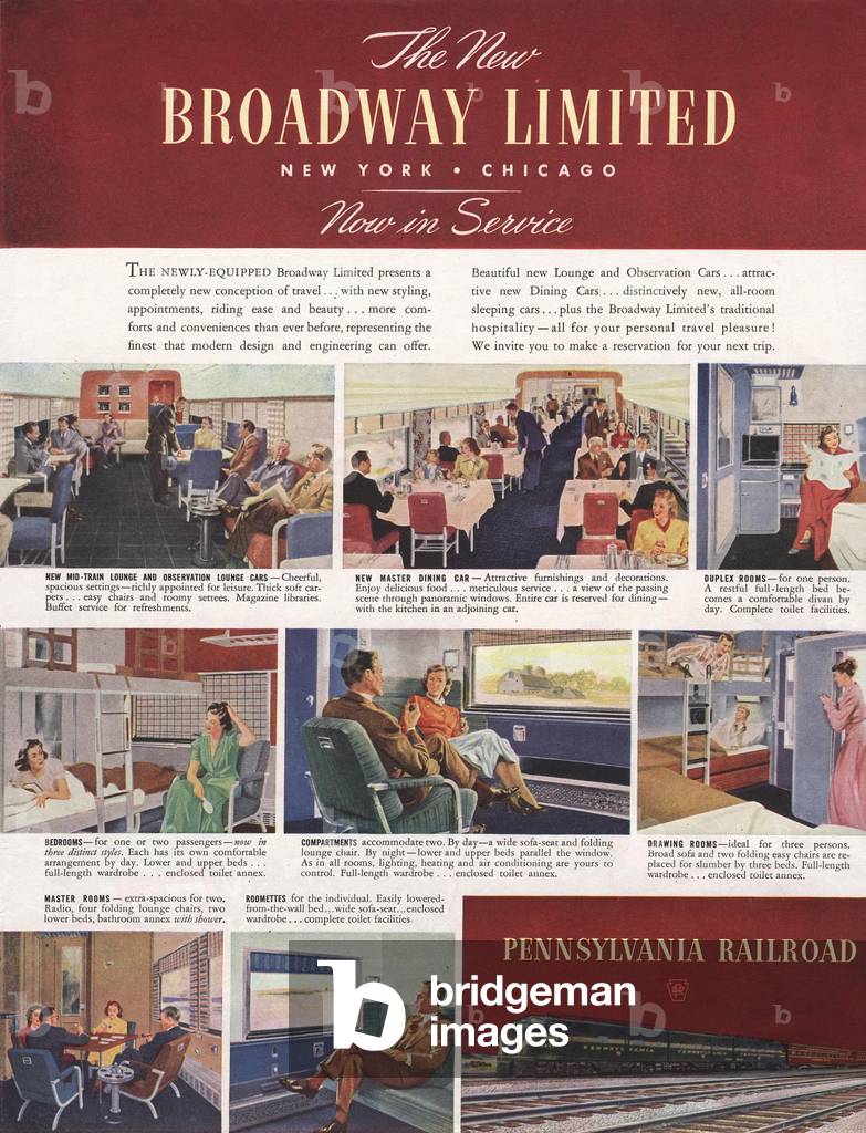 Pennsylvania Railroad Magazine, advert, USA, 1940s