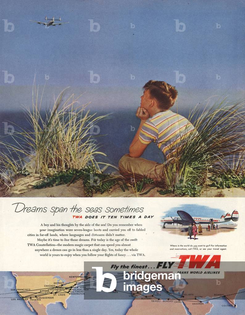 Airlines Magazine, advert, USA, 1950s
