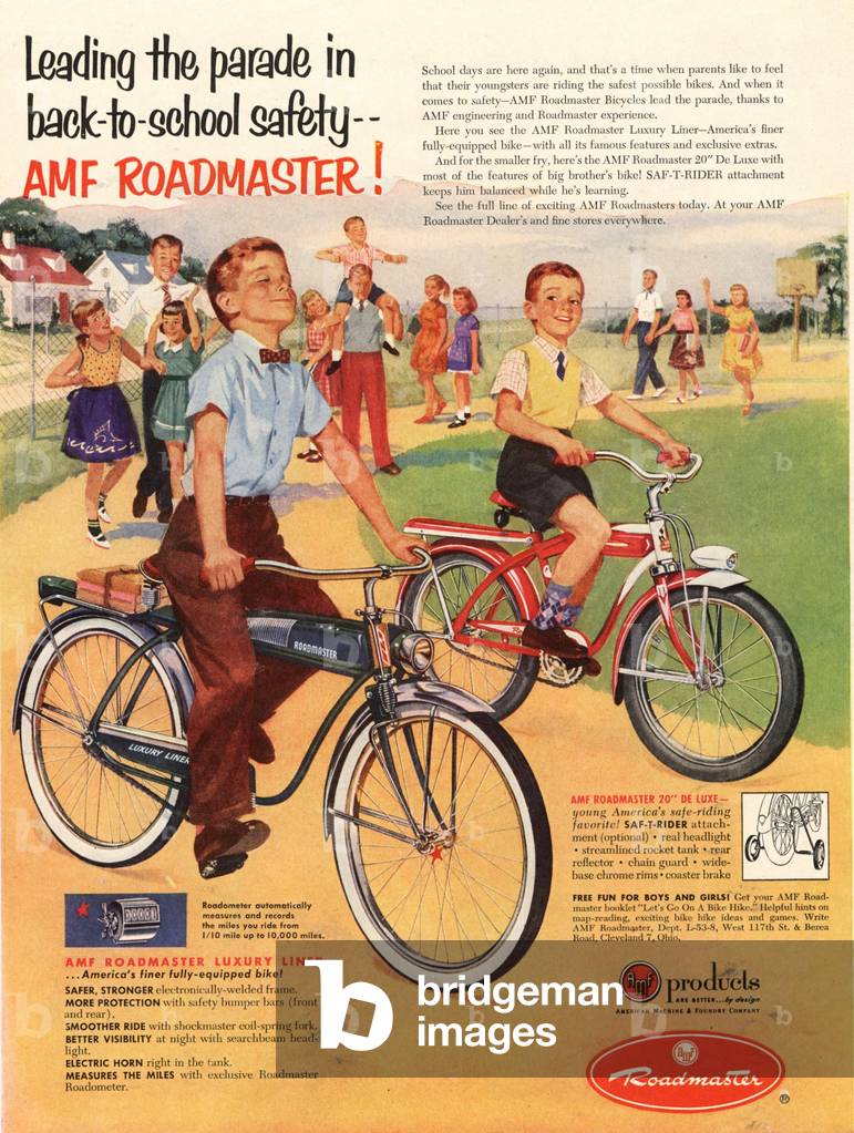 AMF Roadmaster Bikes Magazine, advert, USA, 1950s