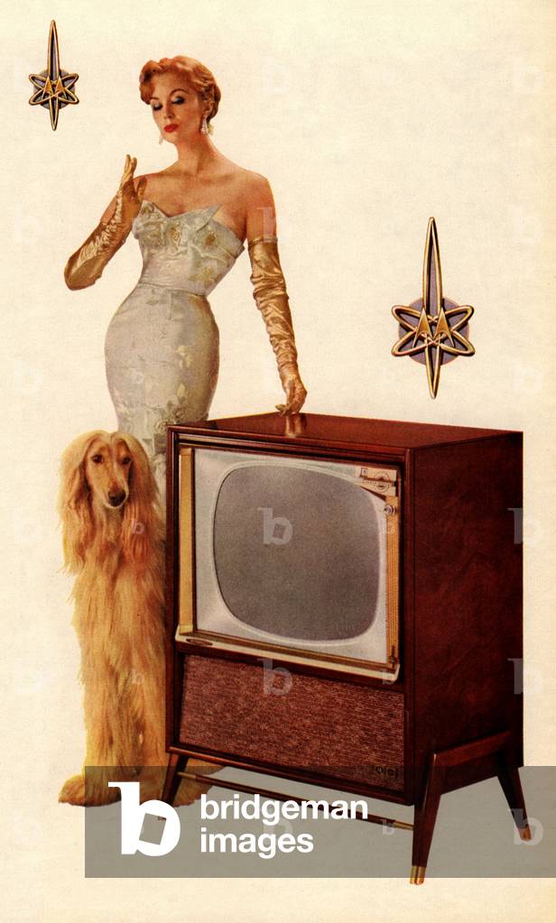 Glamour Woman with Television Magazine Plate, USA, 1950s