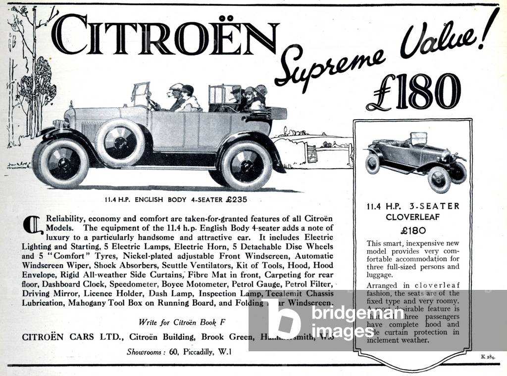 Citroen Magazine Advert, UK, 1920s