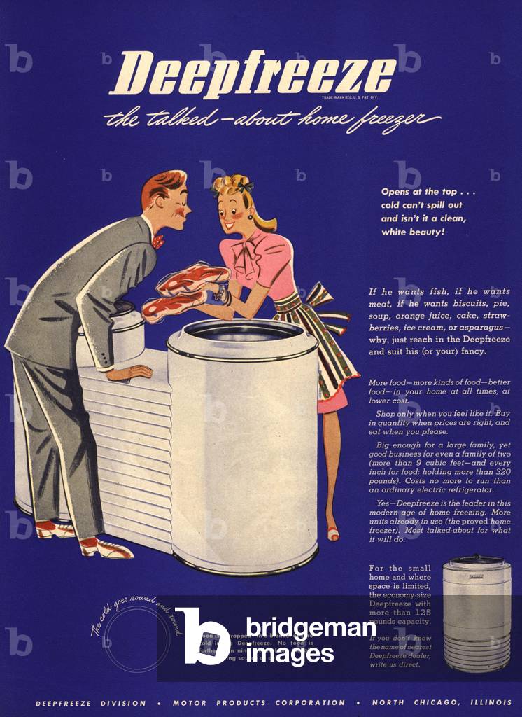 freezers fridges, 1940s (print)