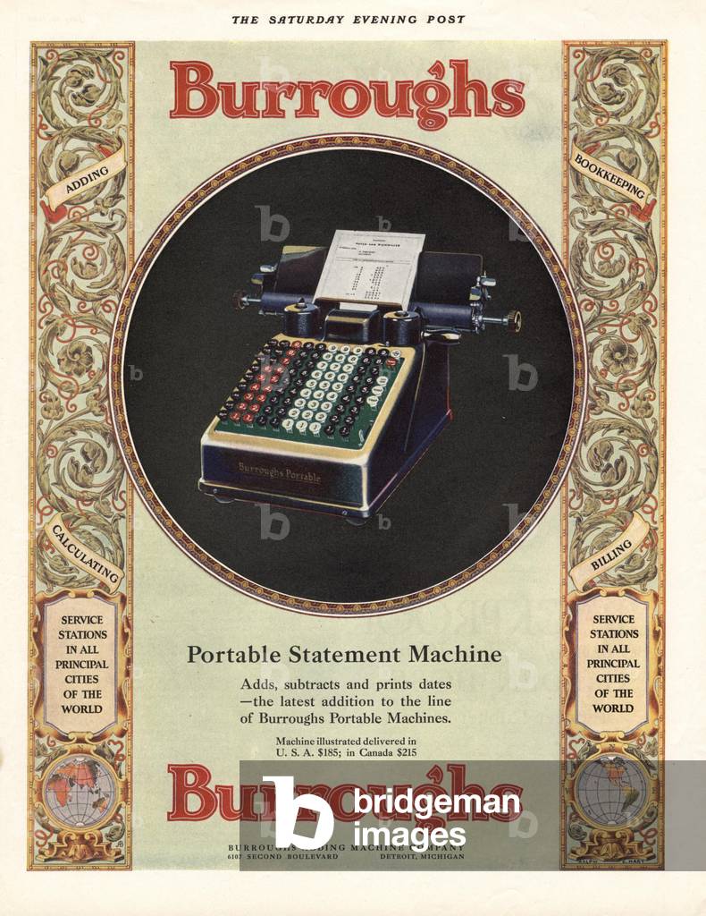 Burroughs Magazine, advert, USA, 1920s