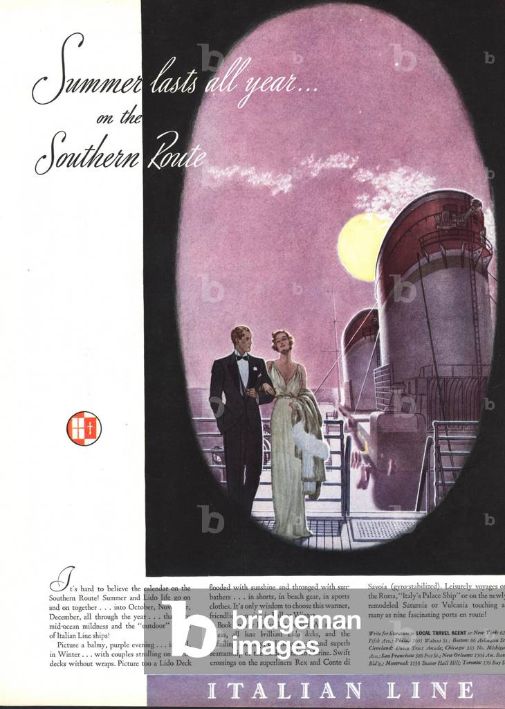 Italian Line Magazine, advert, USA, 1930s