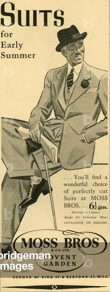 Moss Bros Magazine, advert, UK, 1930s
