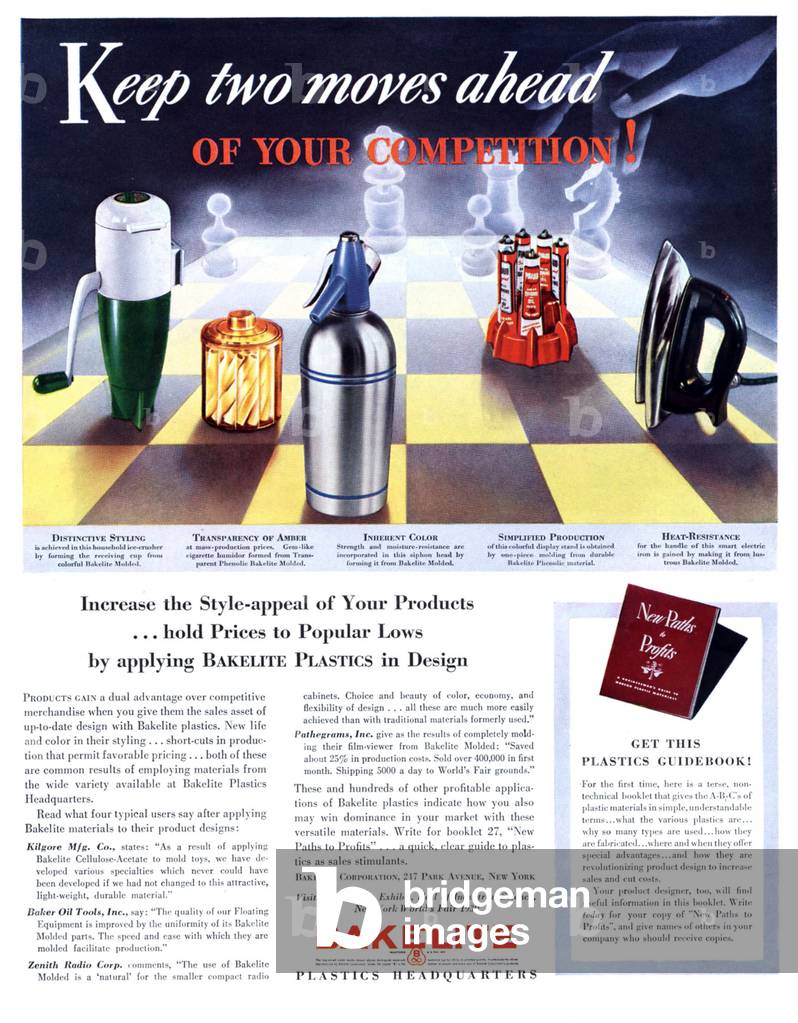 Bakelite Magazine, advert, USA, 1940s