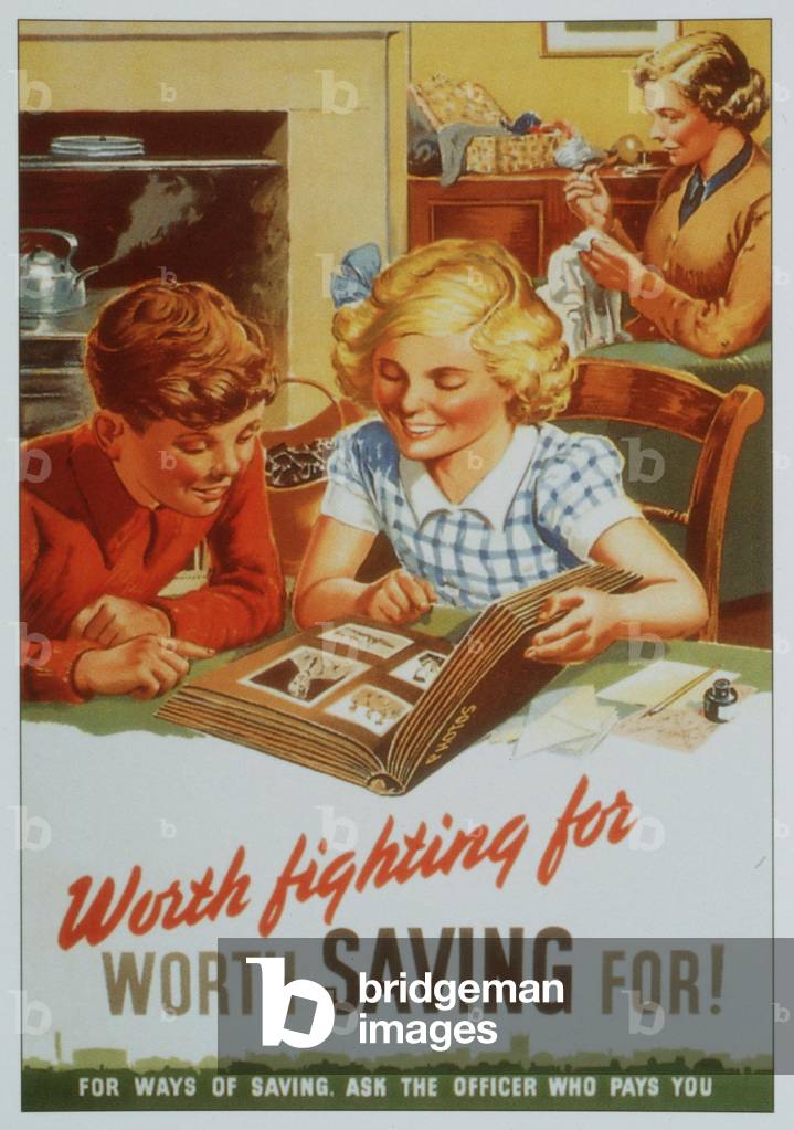 post office savings WW2 austerity, UK, 1940s (poster)
