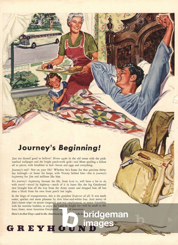 Greyhound Magazine, advert, USA, 1940s