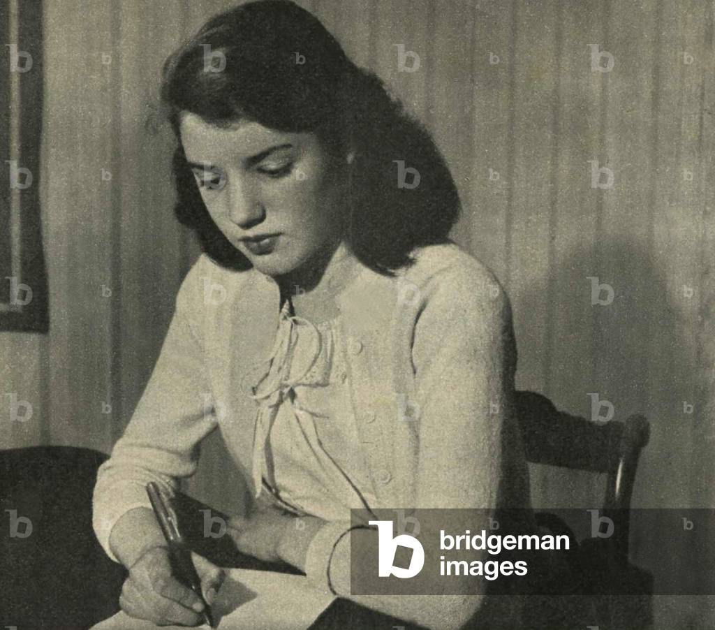 Girl doing Homework, Magazine Plate, UK, 1950s