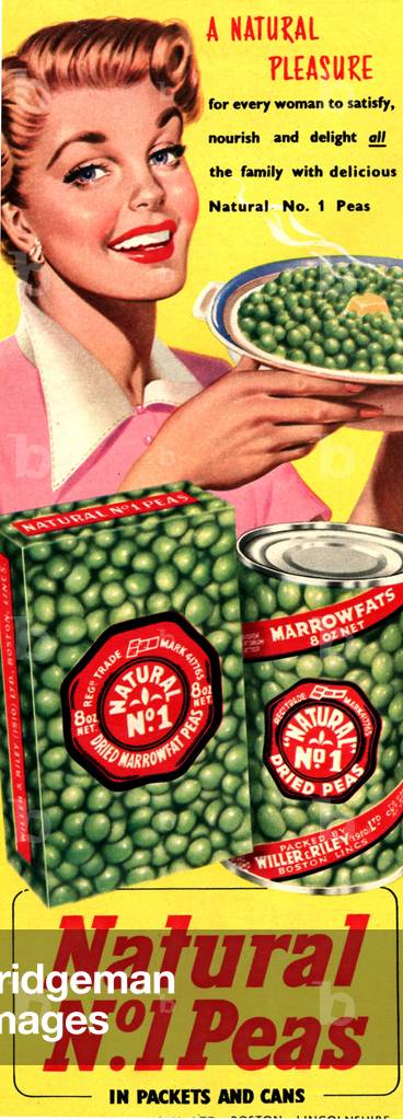 Natural No.1 Peas Magazine, advert, UK, 1950s