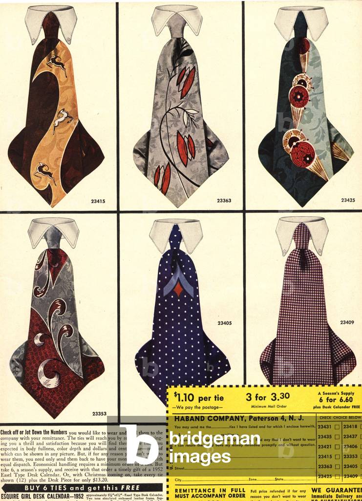 mens ties, 1950s (print)