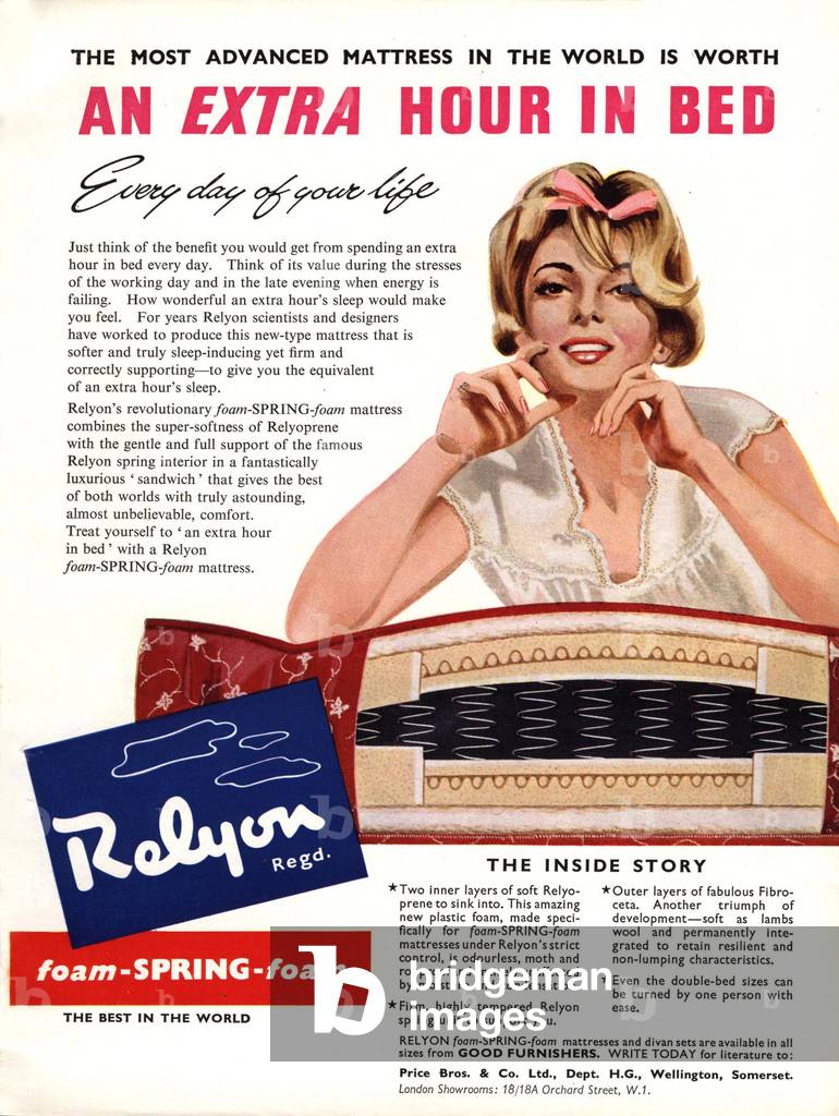 Relyon Mattresses Magazine, advert, UK, 1950s