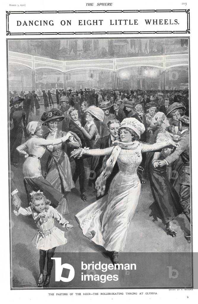 Roller Skating Magazine Plate, UK, 1910s
