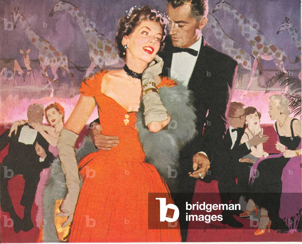 dating evening-dress party eveningwear, 1950s (print)