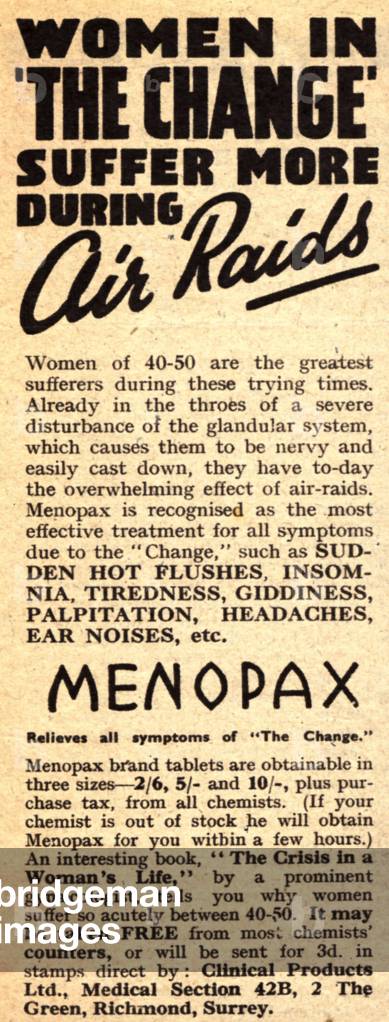 menopause menopax, 1940s (print)