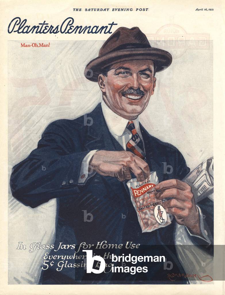 planters peanuts savoury snacks, USA, 1920s, (print)