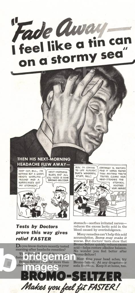 Bromo-Seltzer Magazine, advert, UK, 1950s