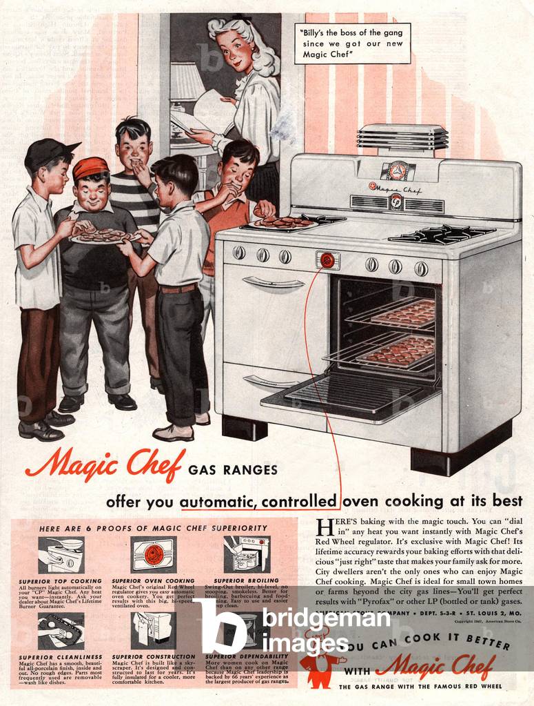 Magic Chef Magazine, advert, USA, 1940s
