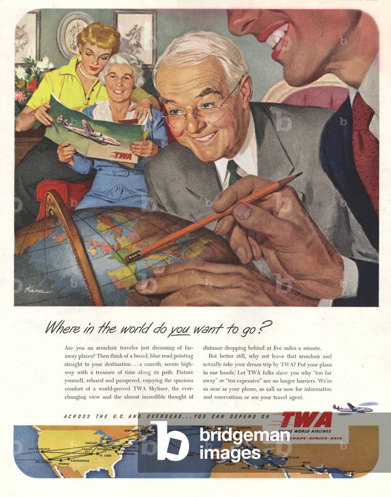 Airlines Magazine, advert, USA, 1950s