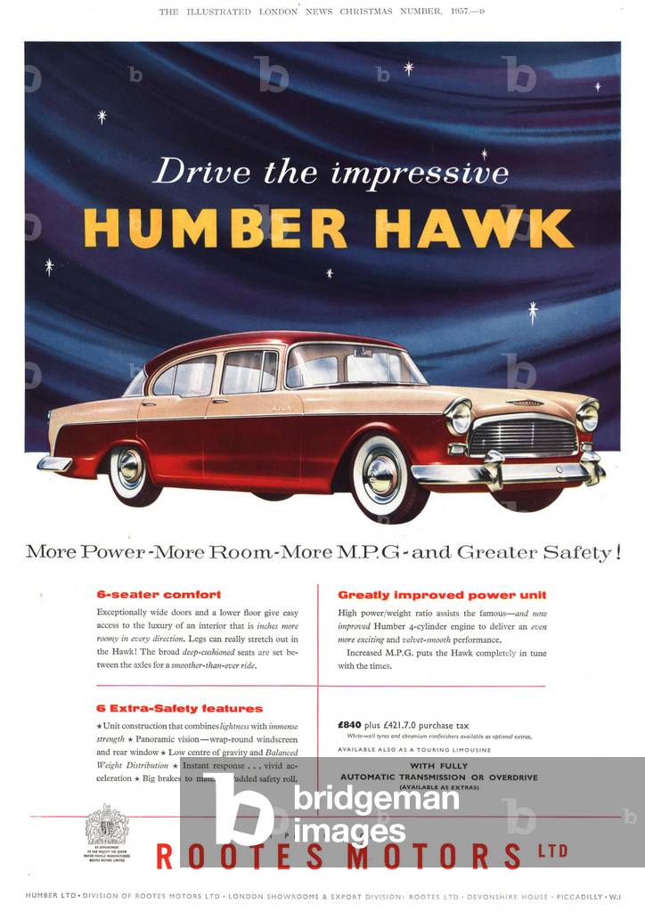 Humber Hawk, 1950s (print)