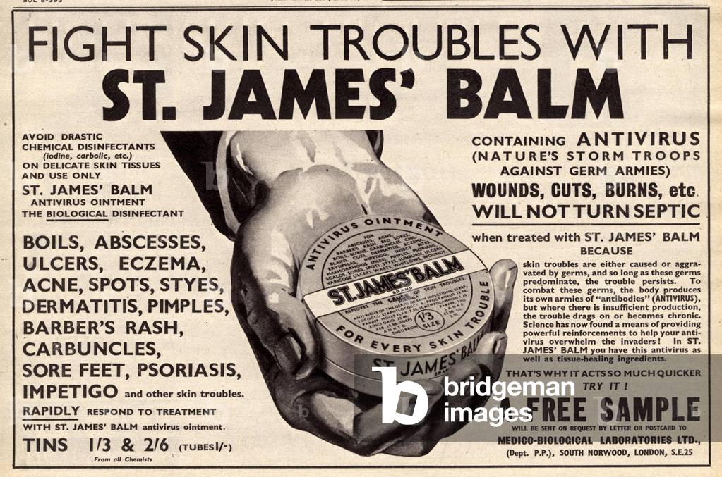 St. James Balms Magazine, advert, UK, 1930s