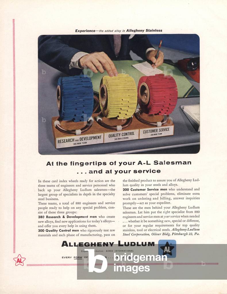 allegheny ludlum rolodexes, 1950s (print)