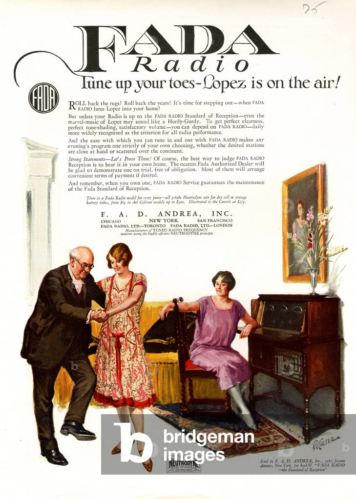 Fada Radio Magazine, advert, USA, 1920s