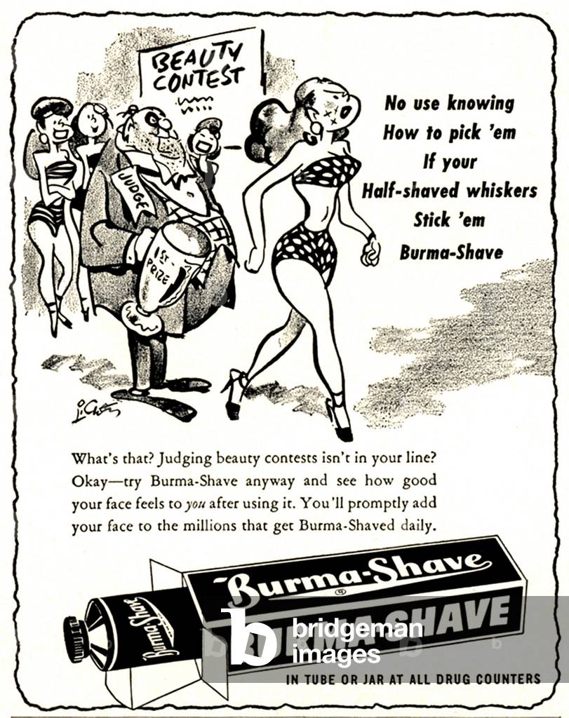 Burma Shave Magazine, advert, UK, 1950s
