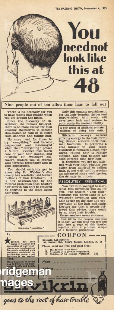 Silvikrin Magazine, advert, UK, 1930s