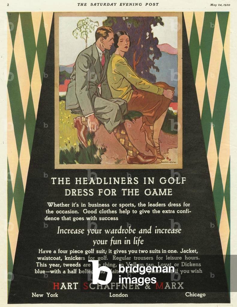 Hart Schaffner Marx Magazine, advert, USA, 1930s