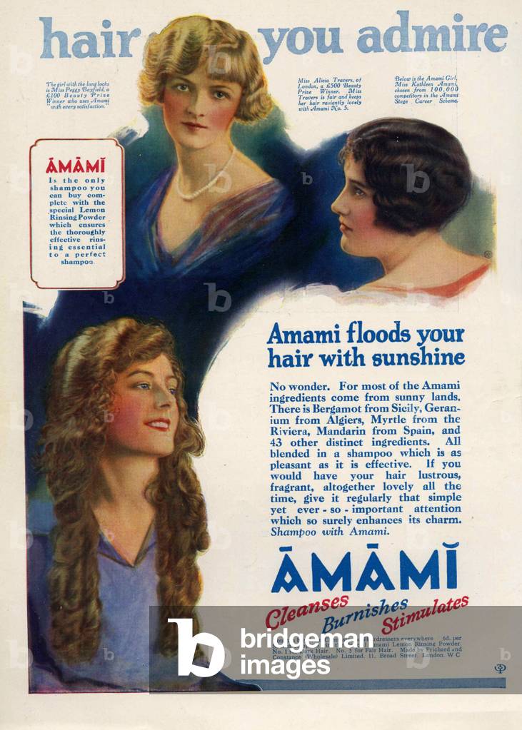 Amami Shampoo Magazine, advert, UK, 1920s