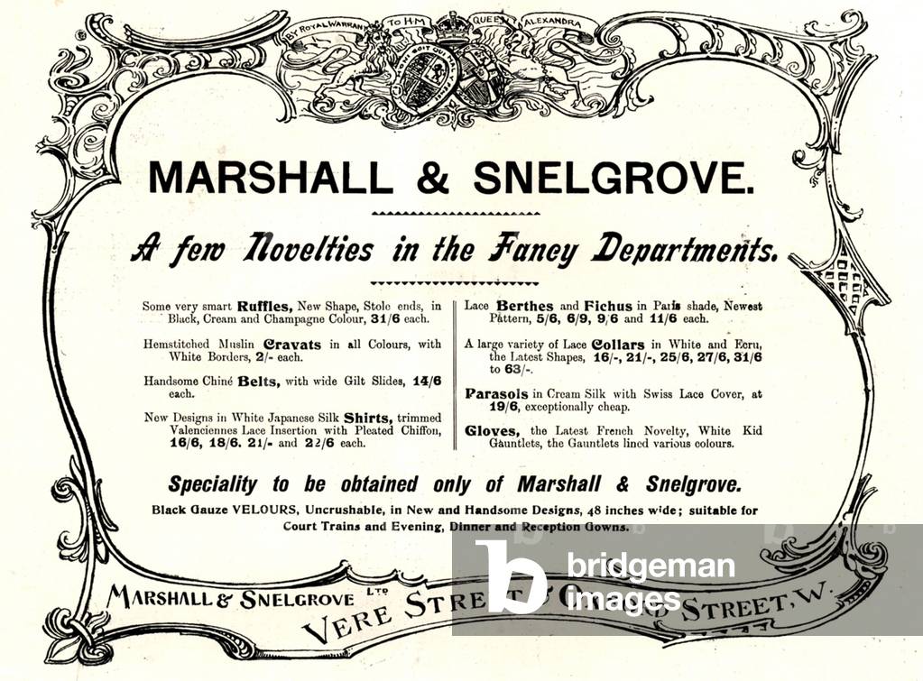 Marshall and Snelgrove Magazine, advert, UK, 1900s