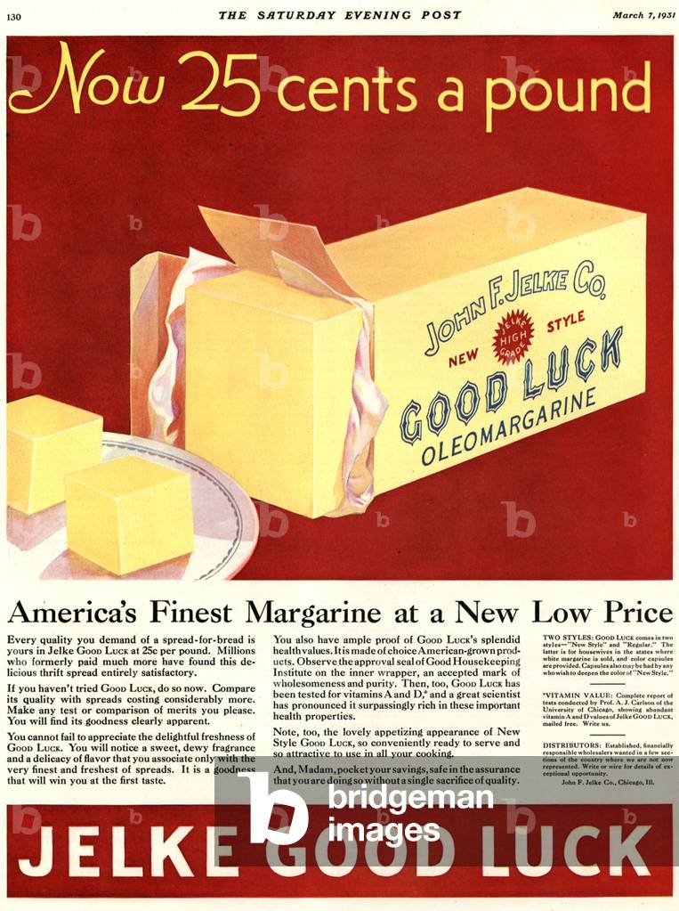 Jelke's Magazine, advert, USA, 1930s