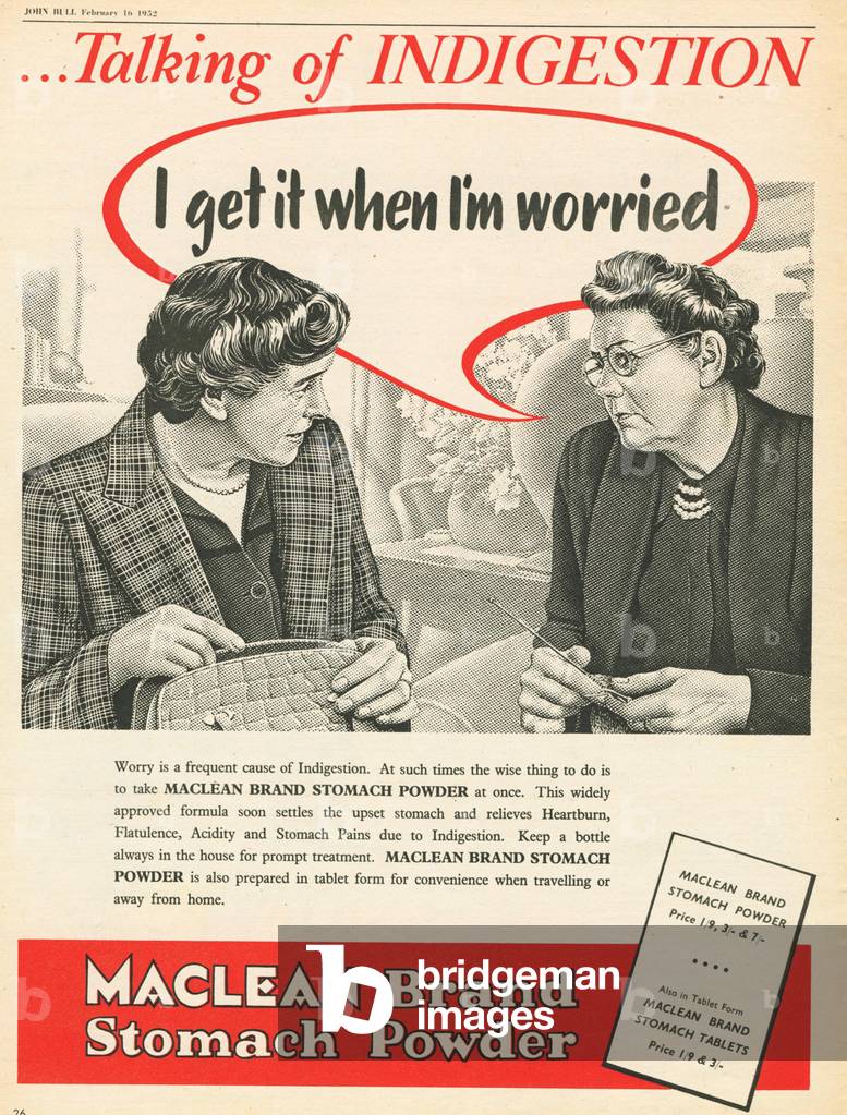Maclean Stomach Powder Magazine, advert, UK, 1950s