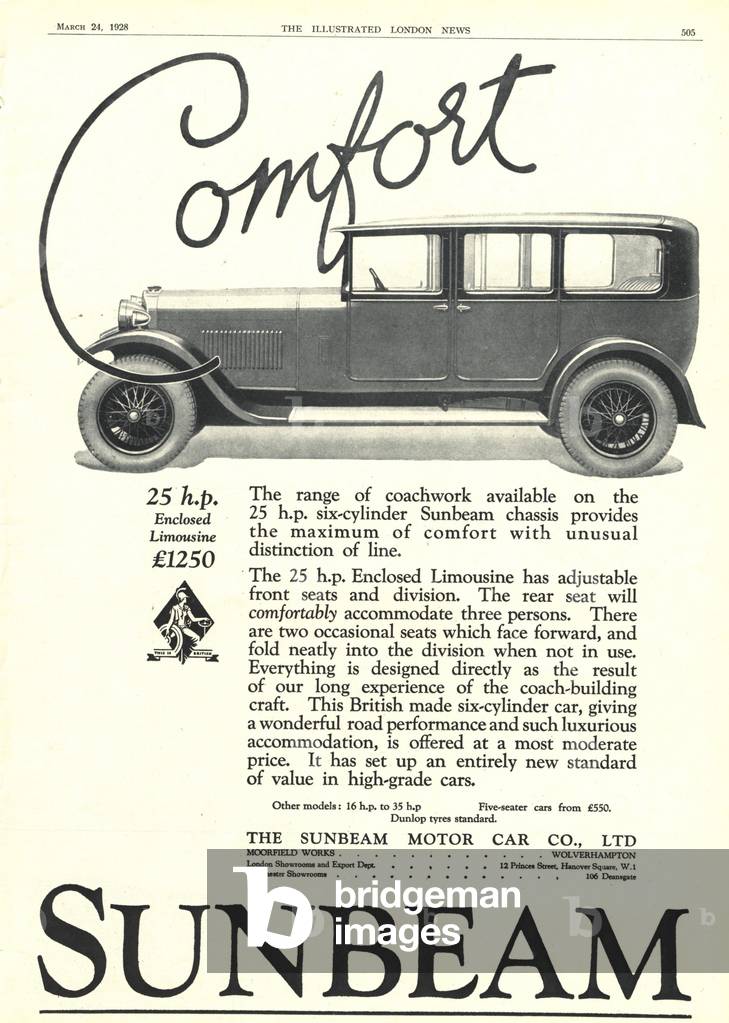 Sunbeam Magazine, advert, UK, 1920s