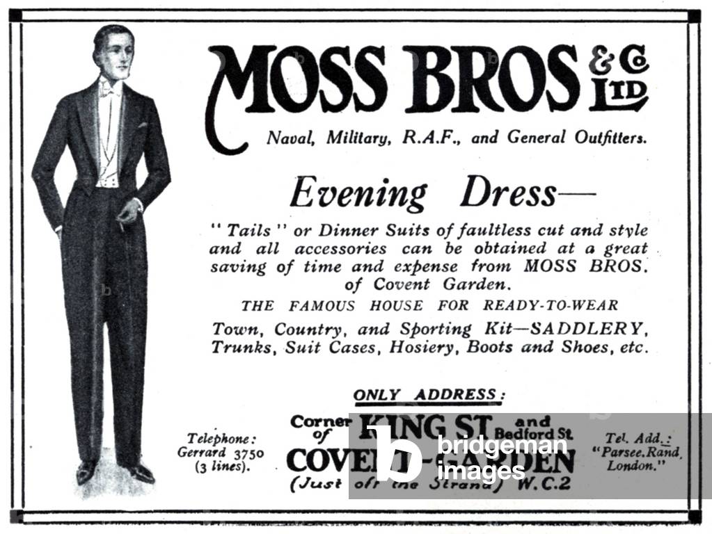 Moss Bros Magazine Advert, UK, 1920s