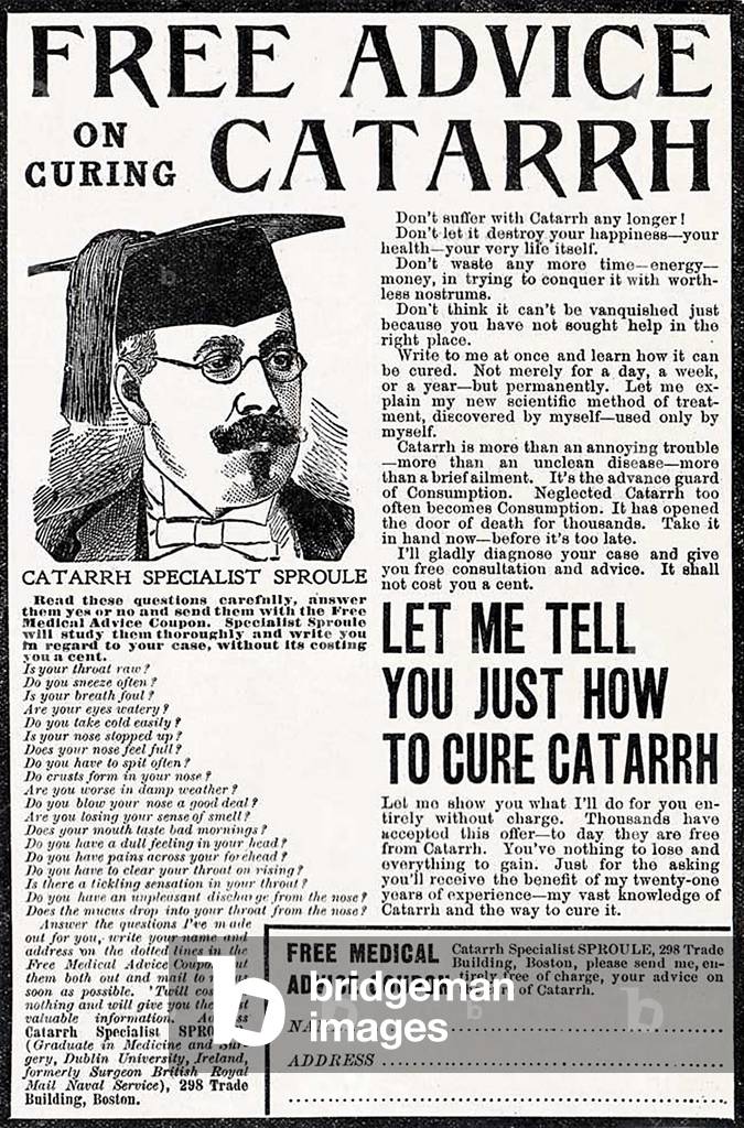 Catarrh Magazine Advert, USA, 1900s