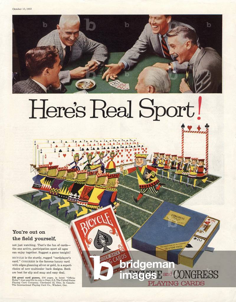 playing cards games bicycle, 1950s (print)