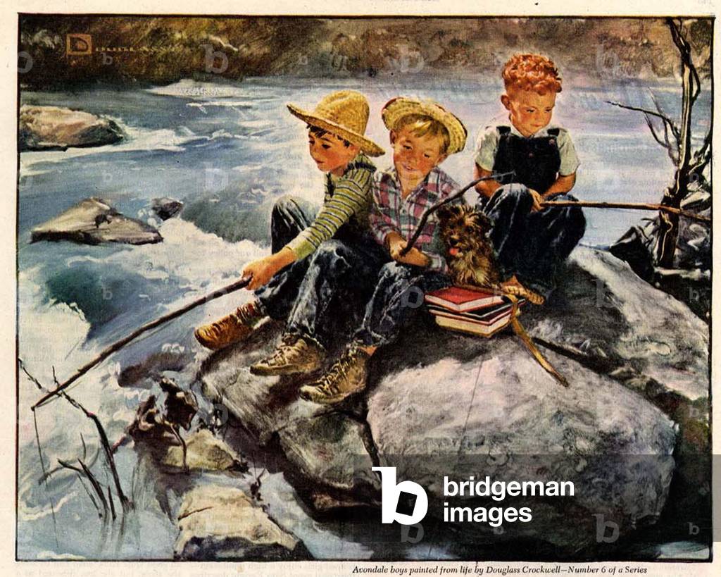 Fishing Avondale fabrics Magazine Plate, USA, 1950s