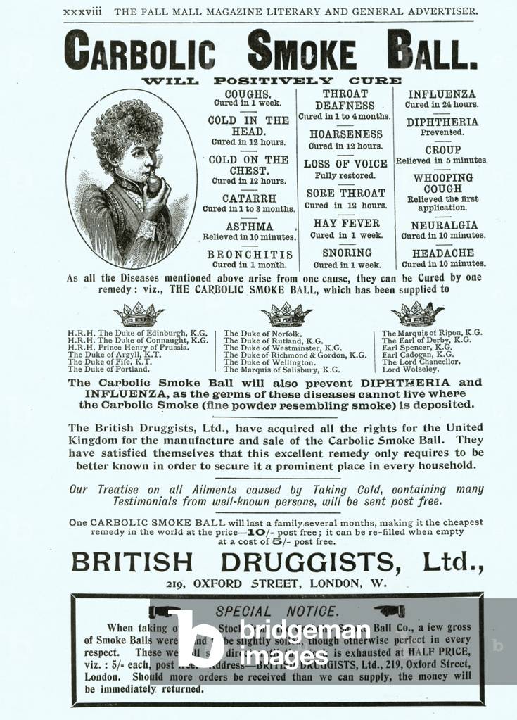 Carbolic Smoke Balls Magazine, advert, UK, 1890s