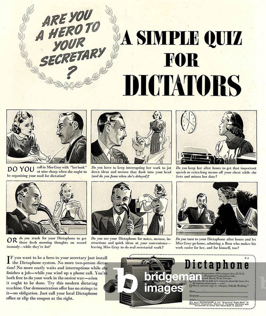 Dictaphones Magazine Advert, USA, 1930s