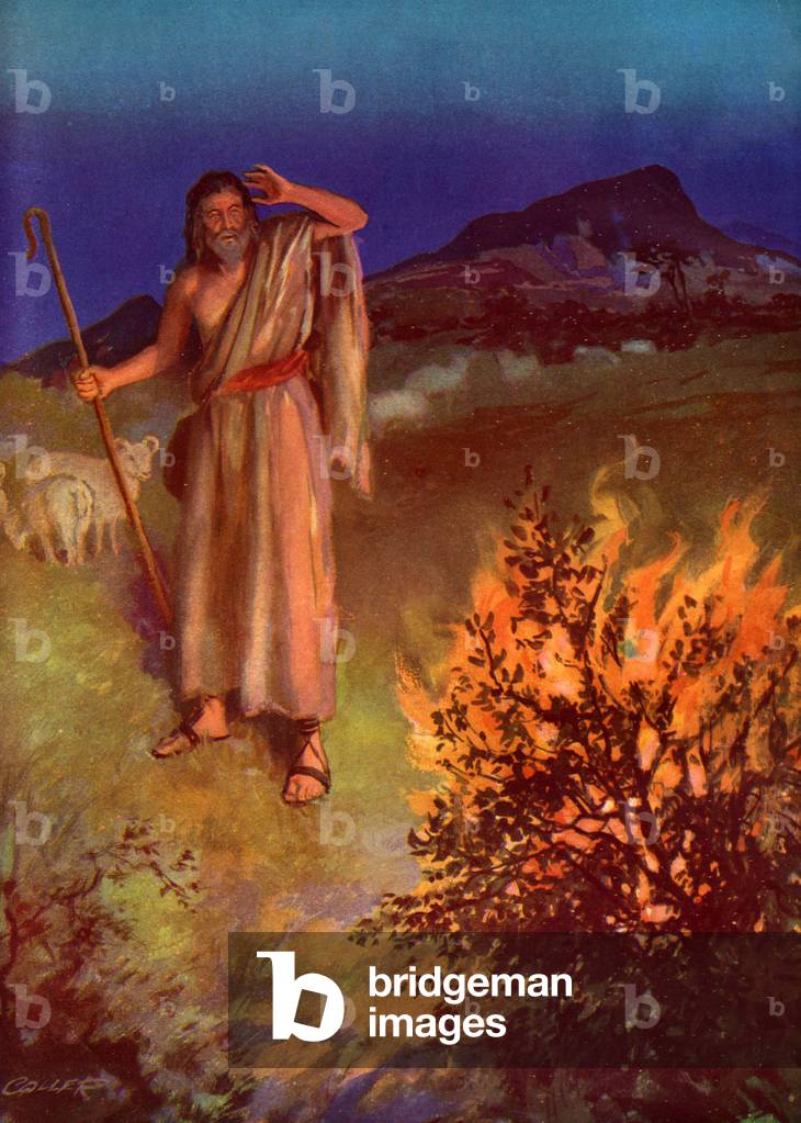Moses and the Burning Bush Book Plate, USA, 1920s