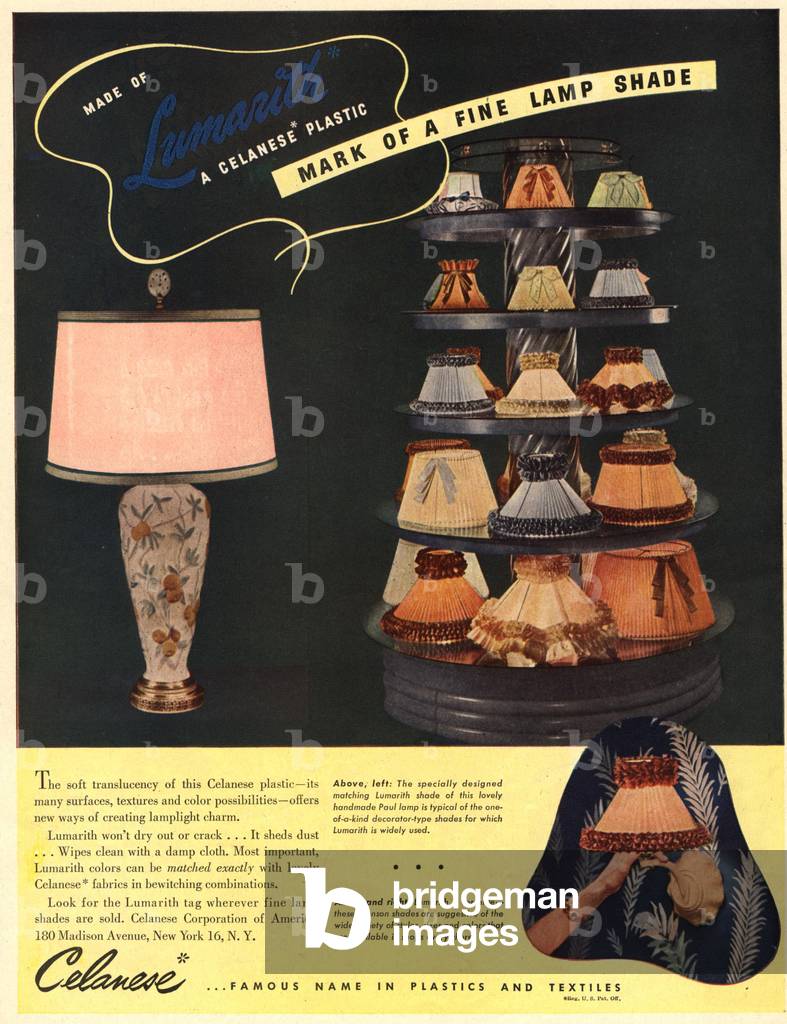lighting lamp shades interiors, 1940s (print)