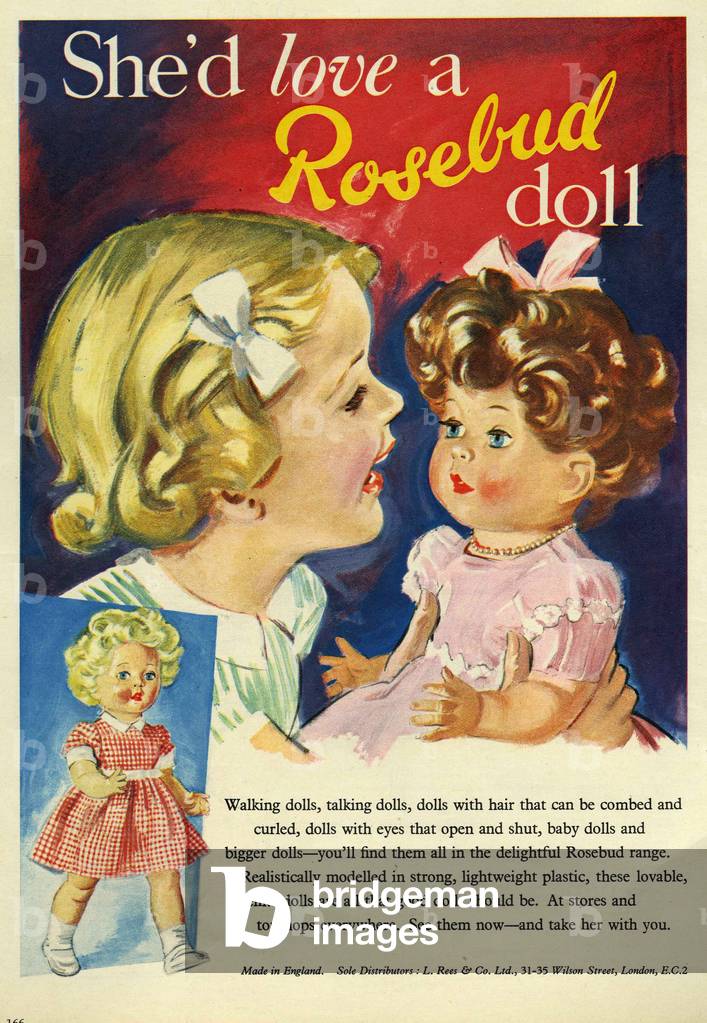 Rosebud Dolls Magazine, advert, UK, 1950s