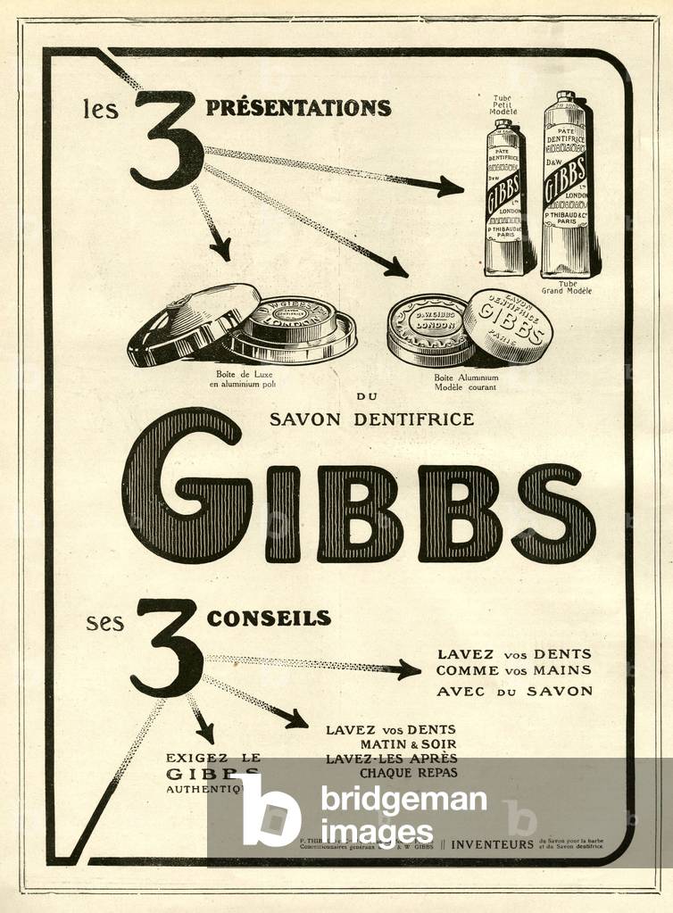 Gibbs Magazine Advert, France, 1920s