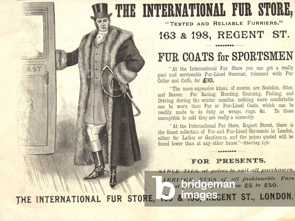 mens fur hunting fox, 1890s (print)