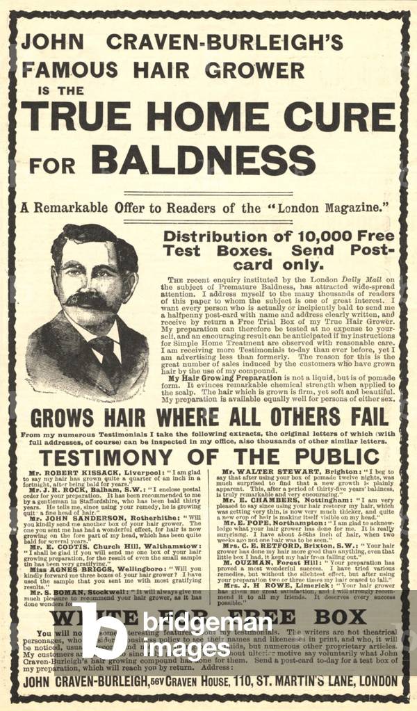 John Craven-Burleigh's Famous Hair Grower, 1900s